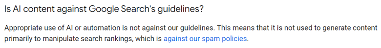 Is AI content against Google Serach's guidelines?