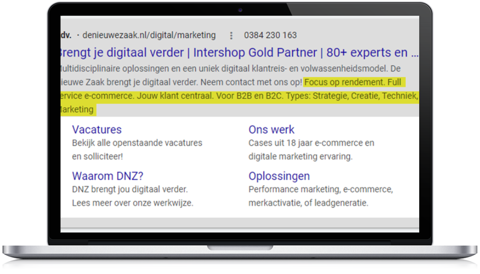 Blog CTR verbeteren in zoekmachines - Advertentie highlight extensies