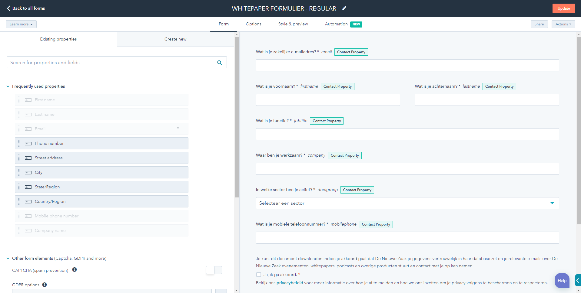 Formulier aanmaken HubSpot 3
